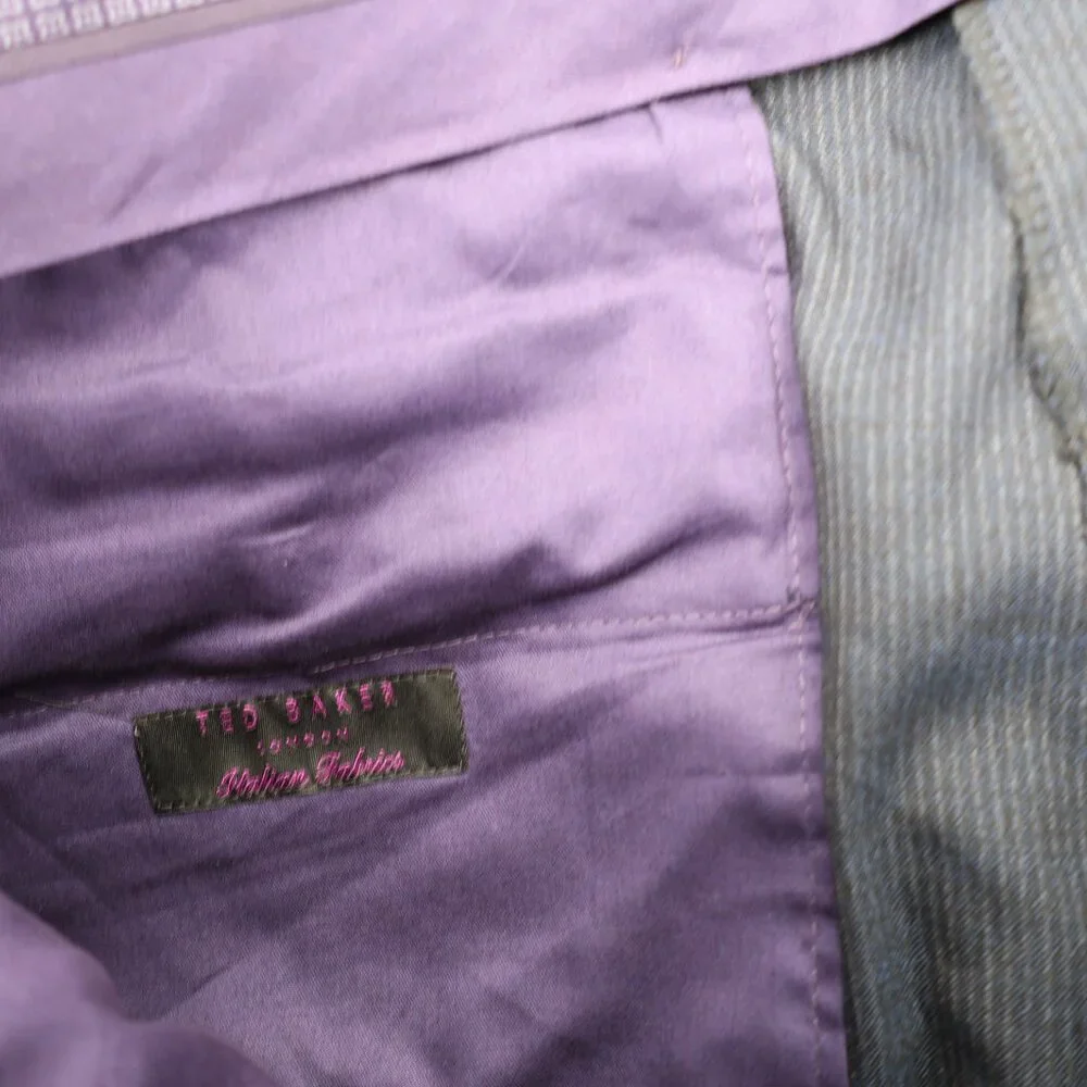 Ted Baker Endurance Suit Mens 40L 35x33 Jay ct wool striped 2 piece blue pants